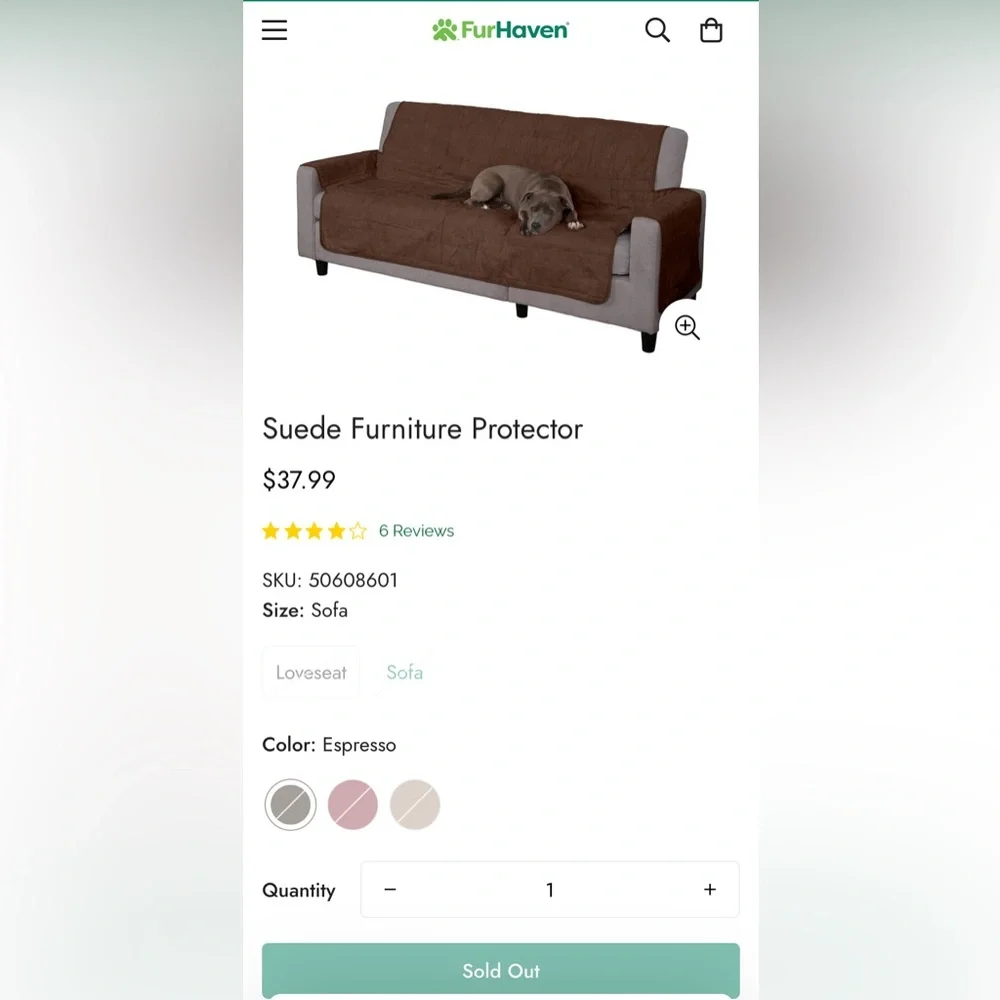 FURHAVEN Suede Furniture Protector/ Pet pad cover